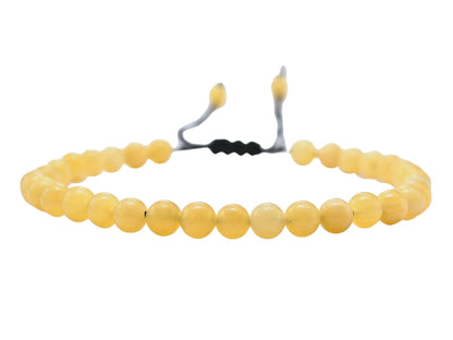 Amazing Gemstone Yellow Calcite Anklet Ankle Bracelets for Women - Waterproof Beaded Healing Crystal Anklets, Plus Size Chakra Gemstone Bead Anklet (Stretchy Adjustable - Plain)
