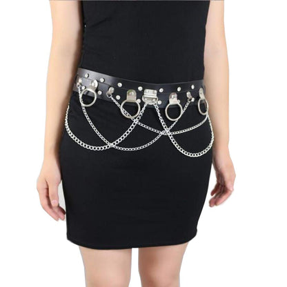 Sexy Leather Gothic Punk Waist Belt Women's Body Chain Belt Adjustable