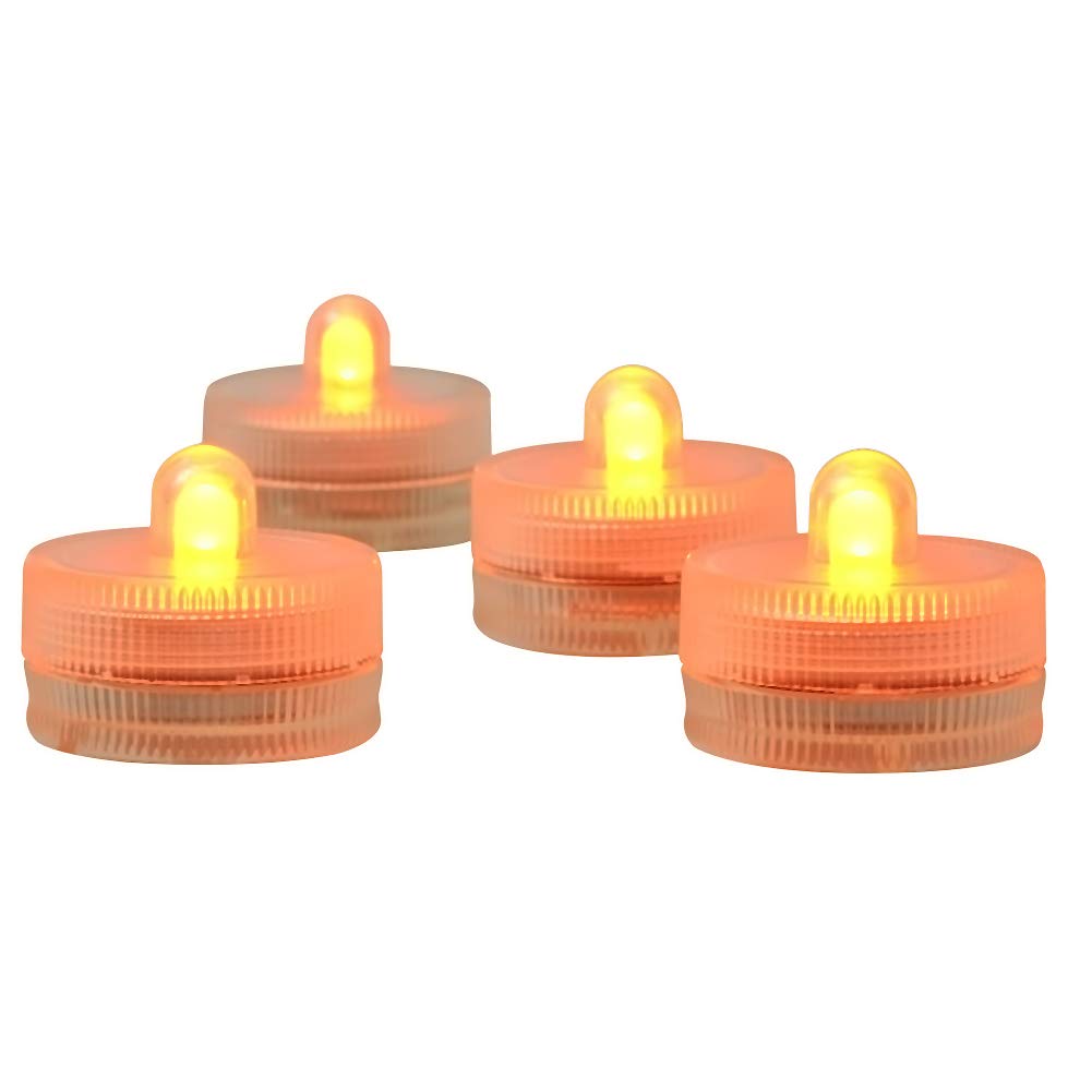 KITOSUN Submersible LED Lights cr2032 Battery Powered Underwater Waterproof LED Tea Light Candles for Events Wedding Centerpieces Vase Floral Xmas Holidays Home Decor Lighting(Pack of 12) (Orange)