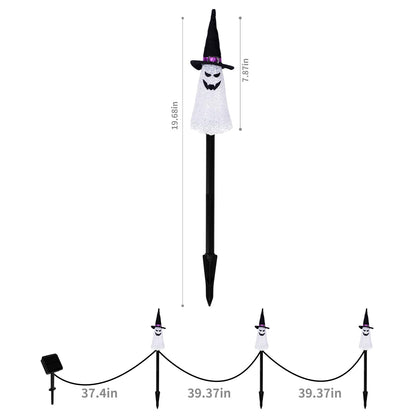 LIGHTSHINE 3PCS Ghost Solar Halloween Decorations, Solar Landscape Pathway Lights, Garden Stakes Light, Outdoor Halloween Lights Decor for Yard, Patio, Porch (White)