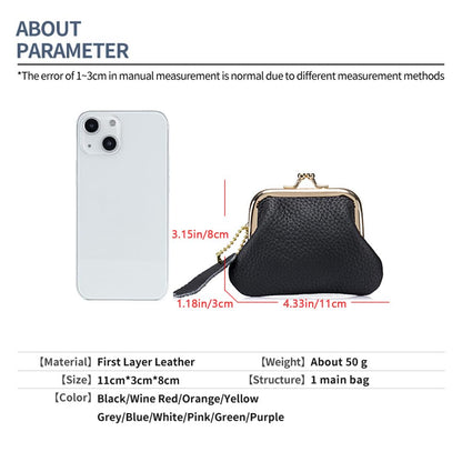 Mini Retro Coin Purse, Small Leather Change Pouch Wallet for Women Euramerican Fashion Versatile Clip Money Bag (Black)