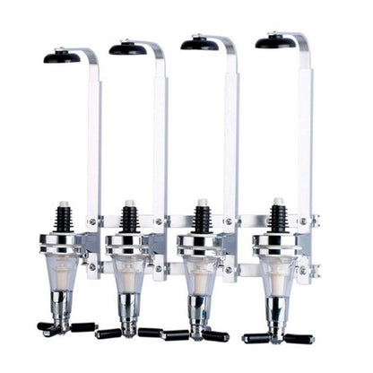 4-Bottle Liquor Dispenser, Wall Mounted Alcohol Dispenser, Spring-Loaded Upside Down Wine Beer Spirit Drink Dispenser Beverage Bottle Stand Optic Holder Rack for Home Bar KTV Night Club
