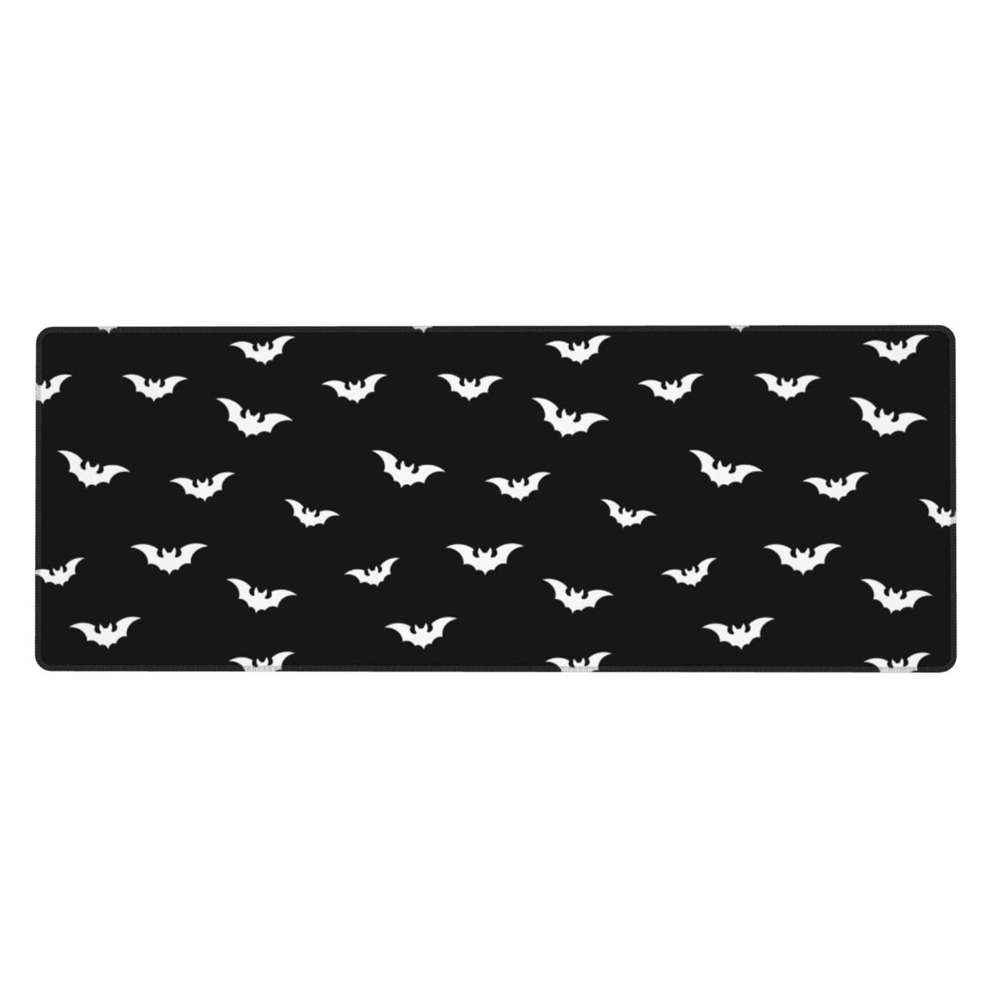 Extended Gaming Mouse Pad with Stitched Edges, Black White Halloween Bats Large Desk pad Long XL Keyboard and Mouse Pad Desk Mat for Gaming Office & Home, 31.5x11.8 in