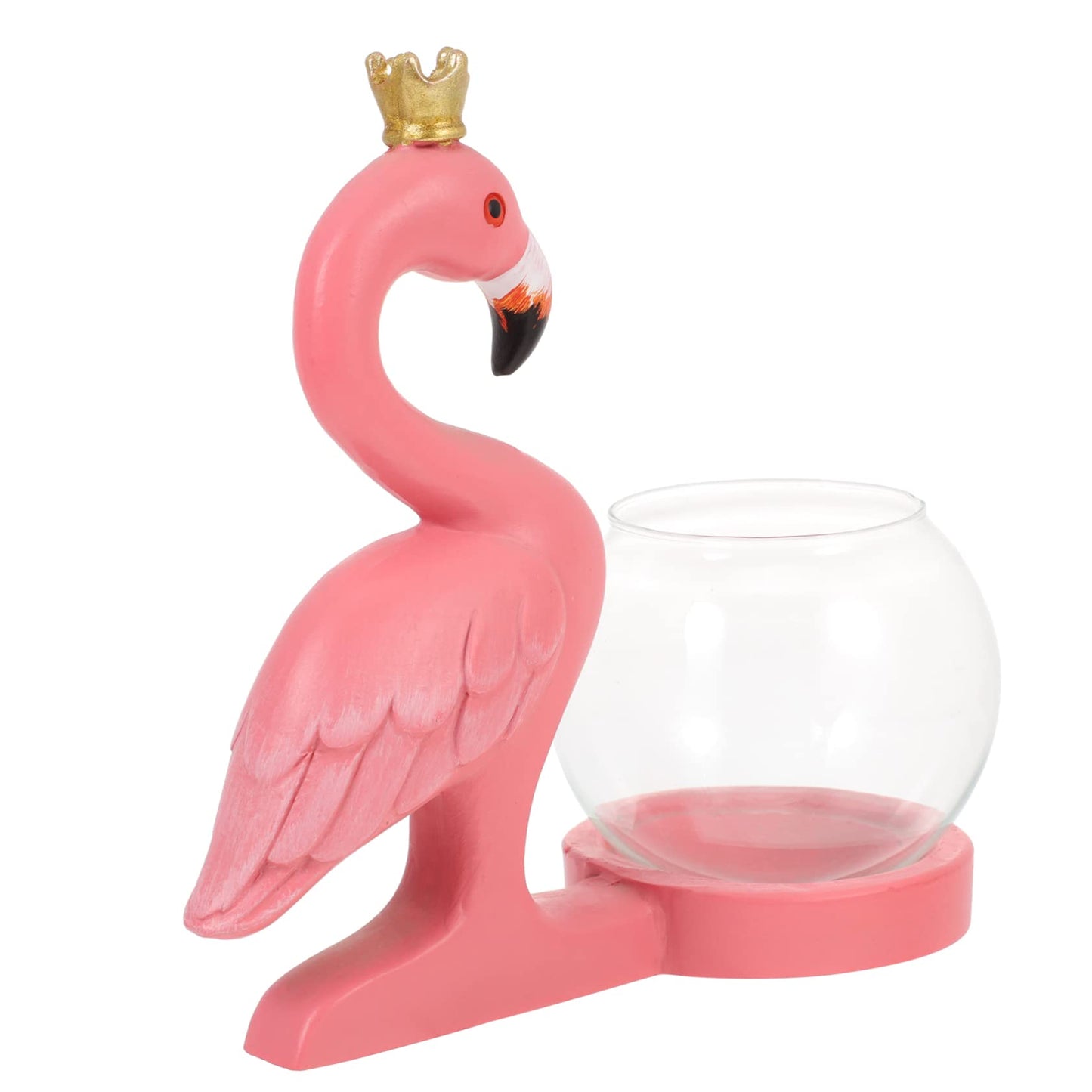 Healifty Creative Flamingo Statue Hydroponic Vase for Desktop Plant Terrarium Glass Centerpiece Vase for Home Office Decoration Elegant Shelf and Bedside Display