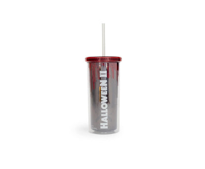 Halloween 2 Michael Myers Carnival Cup With Reusable Straw, Leakproof Lid | BPA-Free Plastic Tumbler, Tall Cold Cup | Novelty Drinkware For Home Kitchen | Holds 16 Ounces