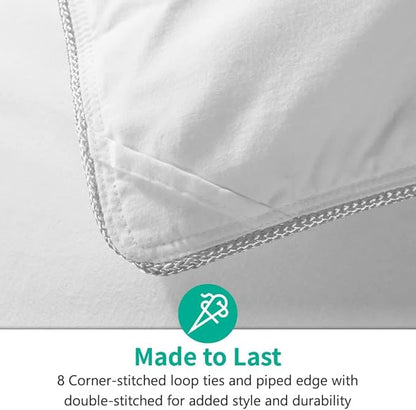 APSMILE Lightweight Down Feather Fibers Comforter Oversized King Size, Light Warmth Duvet Insert for Hot Sleepers/Warm Weather - Luxury Hotel Collection Comforter for Summer(White, 120"x98")