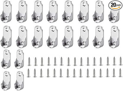 Oval Closet Rod End Supports Flanges Socket for 18x35mm Rods Pack of 20