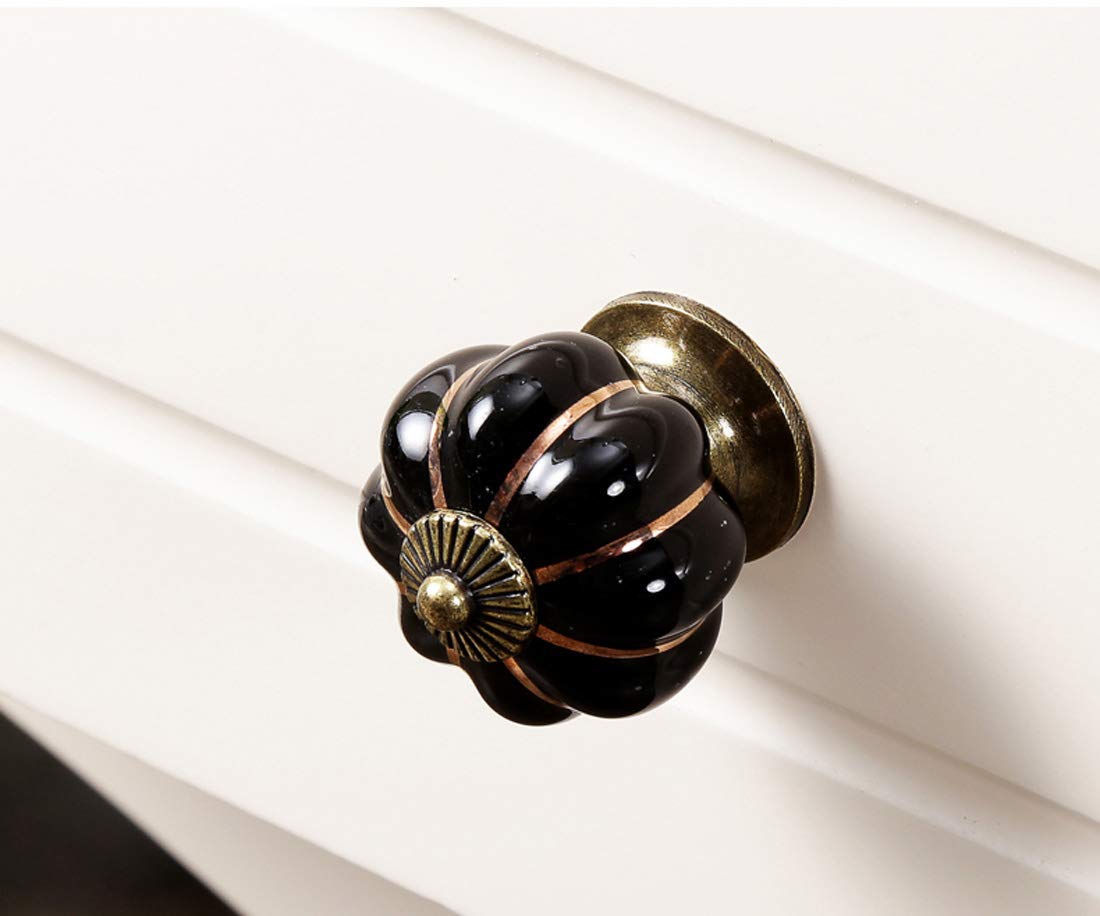 HUAMULAN 8PCS Ceramic Cabinet Knobs Pumpkin Drawer Door Cupboard Dresser Pull Handles for Kitchen Kids Child Room Wardrobe Closet