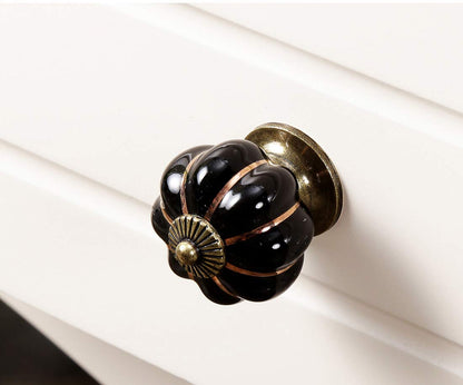 HUAMULAN 8PCS Ceramic Cabinet Knobs Pumpkin Drawer Door Cupboard Dresser Pull Handles for Kitchen Kids Child Room Wardrobe Closet