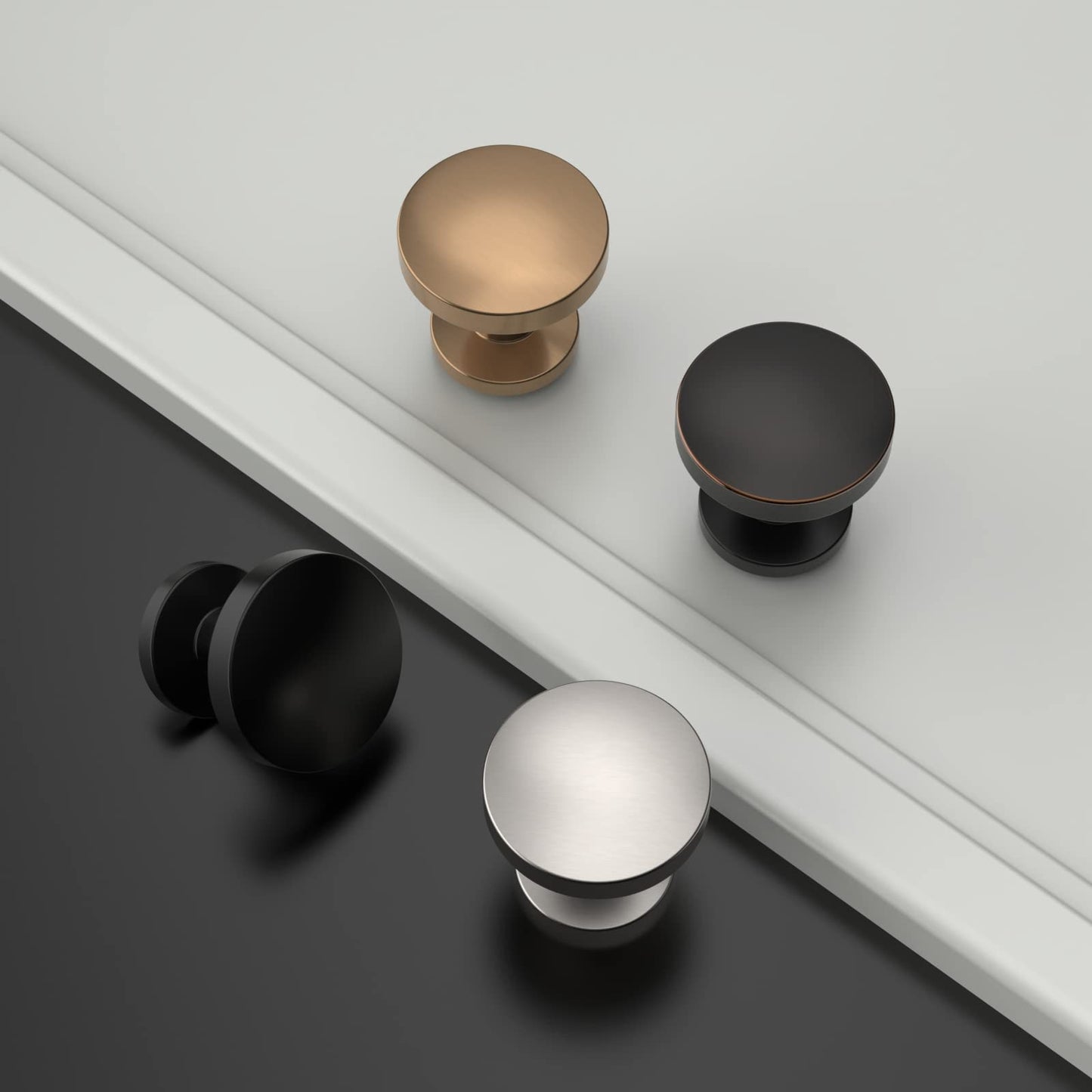 Amerdeco 10 Pack Matte Black Cabinet Knobs 1.2 Inch(30mm) Single Hole Cabinet Handles Round Dresser Knobs Drawer Knob for Bathroom Cabinets
