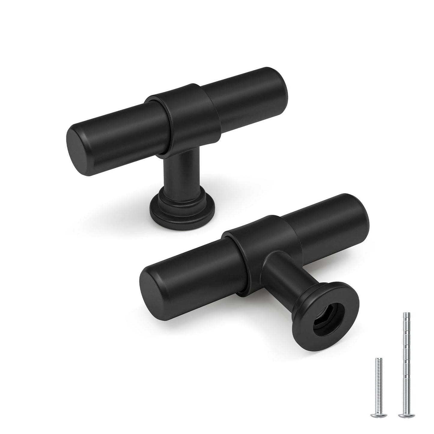 Goldenwarm 10 Pack Black Cabinet Knobs Black Kitchen Cabinet Knobs Kitchen Drawer Handles T Bar Dresser Handles Modern Pulls for Drawer, 2 Inch Overall Length