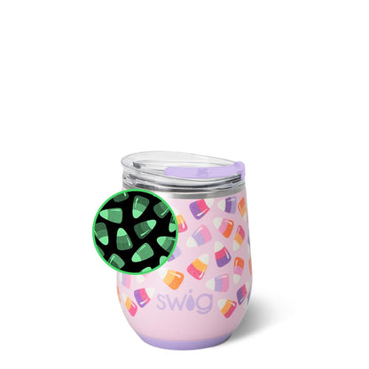 Swig Life 12oz Wine Tumbler with Lid, Halloween, Stainless Steel, Dishwasher Safe, Portable, Triple Insulated Wine Tumbler (Candy Corn)