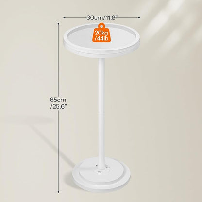 HOOBRO Small Round Side Table, Drink Table, Coffee Martini Table with Pedestal Accent for Small Spaces in Living Room, Bedroom, Sofa Couch, White WW168BZ01