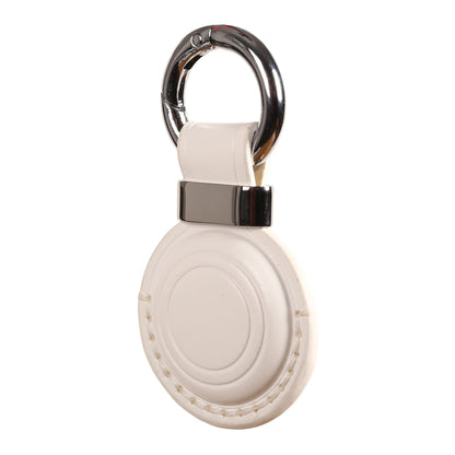 2 Pack KEEPXYZ Genuine Leather Keychain Holder Compatible with Airtag, Secure for Air Tag Keychain Holder Case Cover Key Chain Ring Accessories - White V2.0