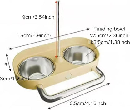 Bird Feeder Birds Bowls Stainless Steel Dishes Coop Cups with Fruit Skewer, Parrot Feeding Dish Cups Food Water Bowls with Bird Food Holder for Budgies Lovebirds (Blue,Oval)