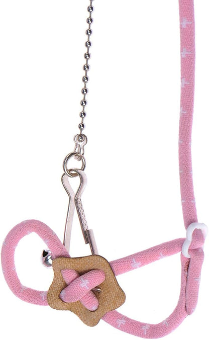 Adjustable Leash Harness with Bell for Rat Mouse Squirrel Guinea Pig Walking Training (Pink)