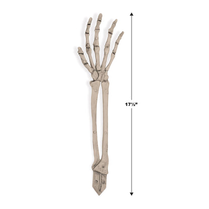 Beistle 2 Piece 17.5" Spooky Theme Plastic Skeleton Hand Yard Stakes, Scary Halloween Lawn Decorations, Celebrating With You Since 1900