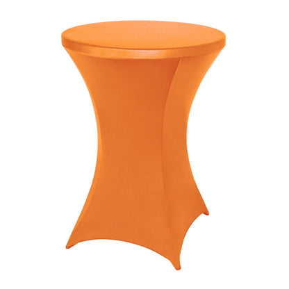 FestiCorp Spandex Orange Table Cover, Cocktail Fitted Tablecloths, Round Highboy Stretch Table Covers Cloths for Party, Bar, Halloween, Birthday, Banquet, 30"-32" Diameter x 40"-43" Height