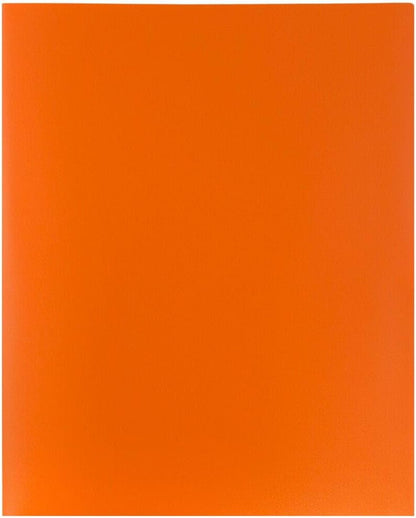 JAM PAPER Plastic 2 Pocket POP Folders - Durable School Folders - Orange - Bulk 48/Pack