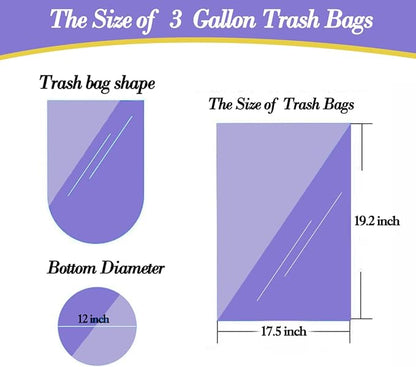 3 Gallon 180pcs Small Multi Trash Bags Strong Pink Grey Gold Garbage Bags