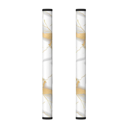 Refrigerator Door Handle Covers Set of 2 - White Marble Print Gold Texture - Washable Kitchen Appliance Handle Covers for Microwave Stove Oven Dishwasher Fridge Handle Protector