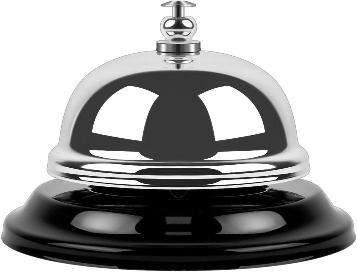 Bell for Desk – Loud & Clear Call Bell with Matte Anti-Rust Steel, Small 3.35" Footprint, Durable Design for Office, Reception, Classroom, and Hotel Use