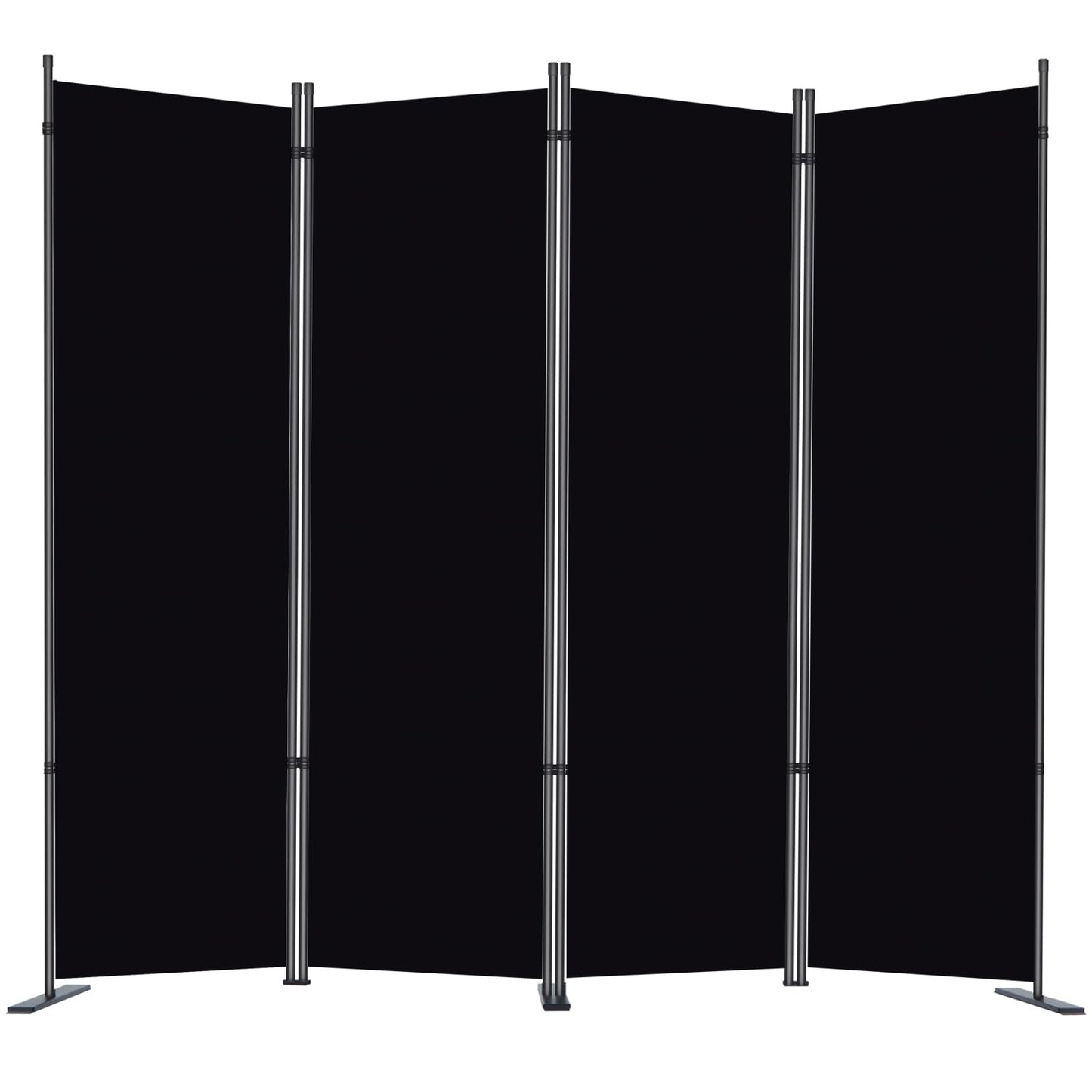 RANTILA 4 Panel Room Divider, 6 FT Folding Privacy Screen with Wide Feet, Freestanding Partition for Room Separation, Portable Room Divider Panel, 89" W x 71" H, Black