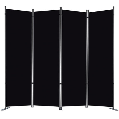 RANTILA 4 Panel Room Divider, 6 FT Folding Privacy Screen with Wide Feet, Freestanding Partition for Room Separation, Portable Room Divider Panel, 89" W x 71" H, Black