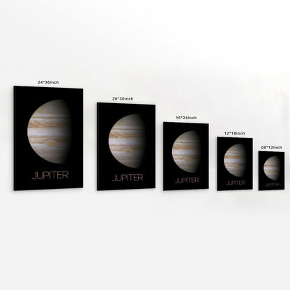 Solar System Planets Canvas Wall Art - Jupiter Planet Space Poster for Kids Room Bedroom Classroom, STEM Educational Astronomy Decor, Science Gift for Boys Girls, 12x18 Inch Framed