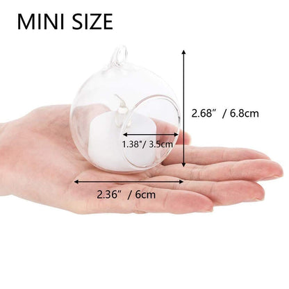 Sziqiqi Hanging Glass Globes Orbs Tea Light Candle Holders with Flameless LED Tealight for Wedding Ornaments, Wedding Birthday Christmas Party Centerpiece Accessory 2.36inch 30pcs +6 Extra