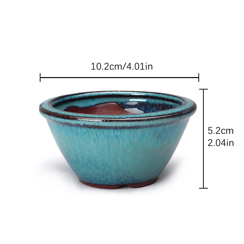 YUEMUCAO Set of 6 Ceramic Succulent Flower Pot, Small Plant Flower Pot, Glazed Flower Pot + 6 Soft Drainage Nets