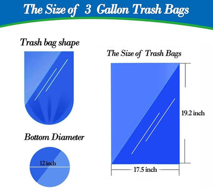 3 gallon Clear trash can liners, Small clear Garbage Bags 300, Extra Strong 2.6