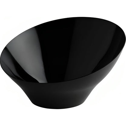 Angled Bowl Medium Black (1 Count) - Elegant Plastic Bowl in Stylish Design, Perfect for Entertaining & Home Decor- Must-Have Kitchen Essential