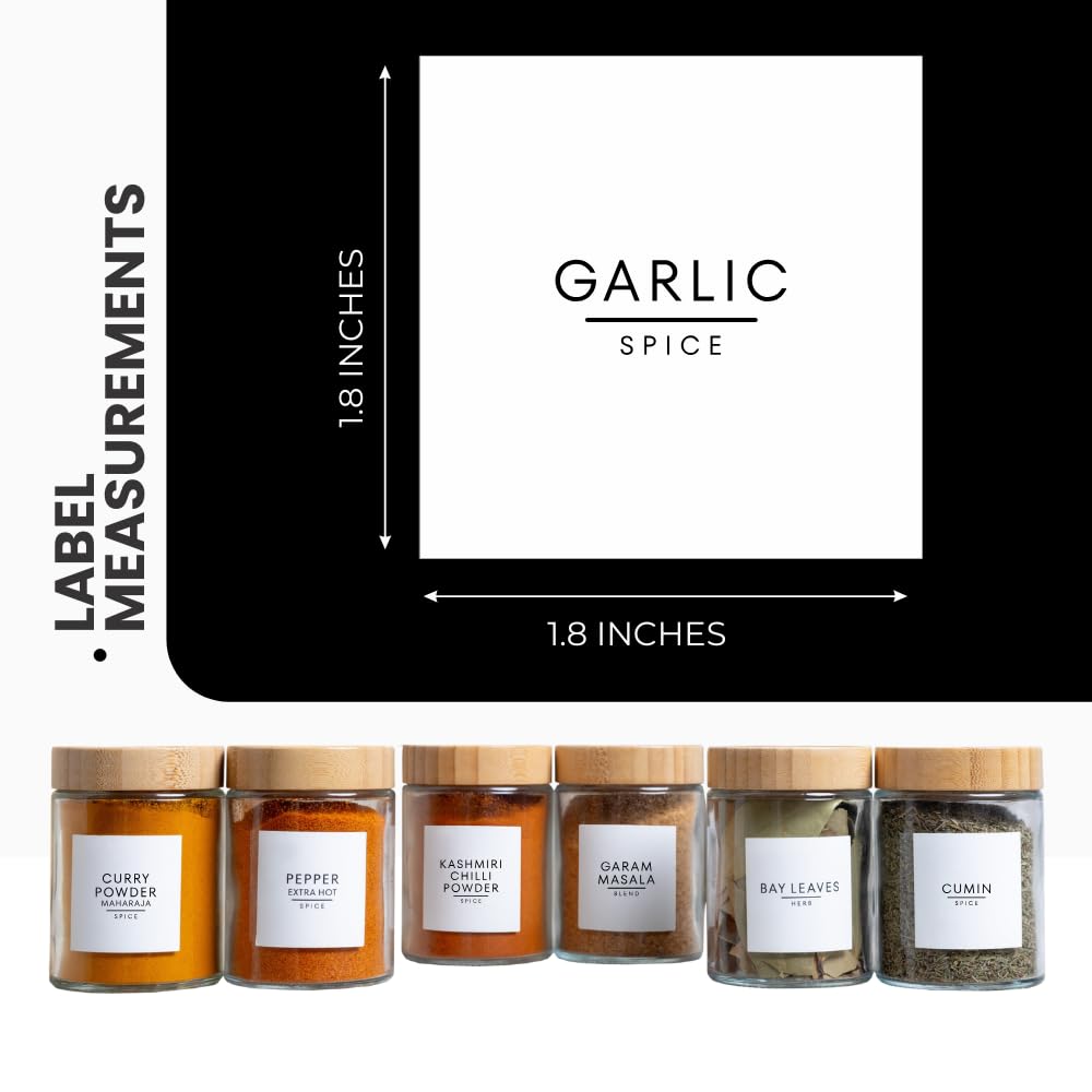 312 South Asian & Indian Spice Labels for Spice Jars including Best by Labels for Storage Organization & Kitchen Pantry- South Asia Spice Collection (White, Square)