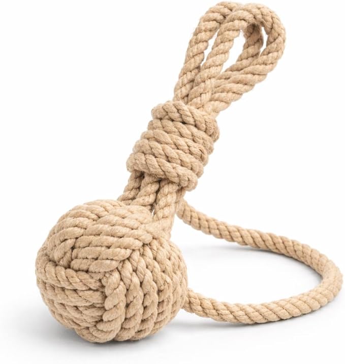 Natural Hemp Rope Dog Toy, Eco-Friendly Tug Toy for Interactive Play & Fetch, Safe Non-Toxic Alternative to Synthetic Rope Toys, Light to Moderate Chewers, Small