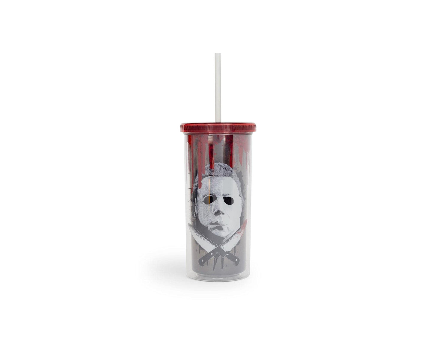 Halloween 2 Michael Myers Carnival Cup With Reusable Straw, Leakproof Lid | BPA-Free Plastic Tumbler, Tall Cold Cup | Novelty Drinkware For Home Kitchen | Holds 16 Ounces