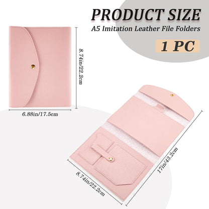 CRASPIRE A5 Leather Notebooks Cover for Pink PU Journal Planner Travelers Notebook with Card Slots Pen Holder File Folder Business Pocket Documents Portfolio Organizer Briefcase for Refillable Notepad