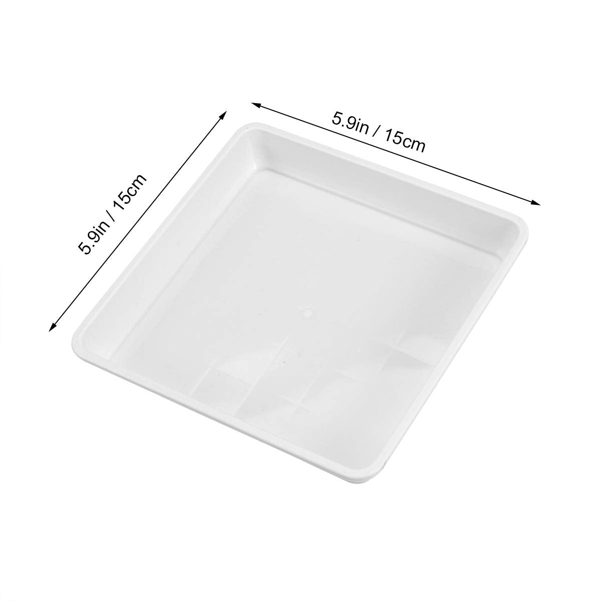 Yardwe 10Pcs Square Plant Saucers, Plastic Drip Tray for Potted Plants, Indoor & Outdoor Flower Pot Water Catcher, 5.9 X 5.9 X 0.9 Inch, White