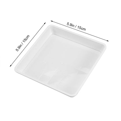 Yardwe 10Pcs Square Plant Saucers, Plastic Drip Tray for Potted Plants, Indoor & Outdoor Flower Pot Water Catcher, 5.9 X 5.9 X 0.9 Inch, White