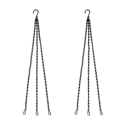 2Sets Hanging Basket Chains Hanging Flower Pot Chains, 3 Point Hanging Chains, Plant Basket, Lantern, Decorative Hanging Chain Sets 20 Inch, Black