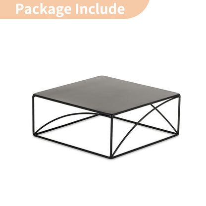 NUPTIO Cake Stand Dessert Display: Metal Cupcake Holder 10 Inch Pedestal Stands Black Food Risers for Wedding Party Halloween Birthday Event Kitchen Table Baby Shower Square Buffet Vase Plant Stand