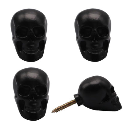 Hdtyyln Skull Wall Hooks, 4 Pcs Decorative Metal Wall Mounted Key Holder Hat Rack Organizer Bathroom Hanger Home and Kitchen Use Pegs (Black)