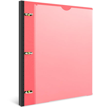 INFUN 1 Inch Telescoping 3 Ring Binder - 1PCS,Flexible Round Binder with Customizable Front Cover and Clear Catalog Pocket, 1 Inch Rings, 225 Sheet Capacity-Red