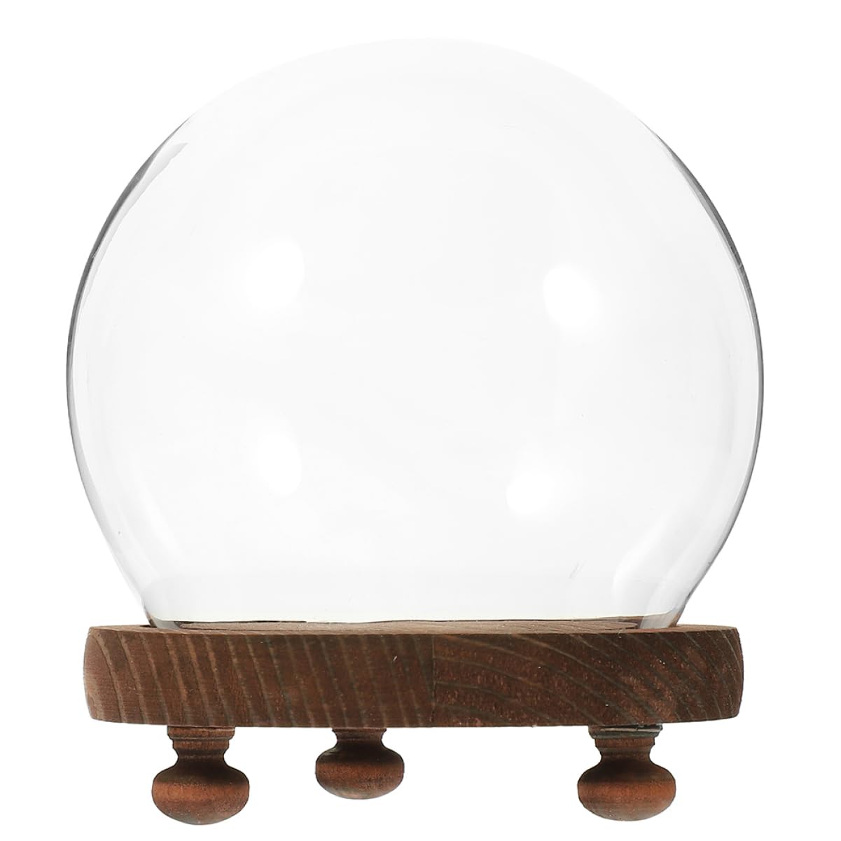 Happyyami Clear Glass Cloche Bell Jar with Wooden Base for Plants Terrariums and Preserved Flowers Elegant Display Dome Cover for Home Decor Dust Showcase Beauty