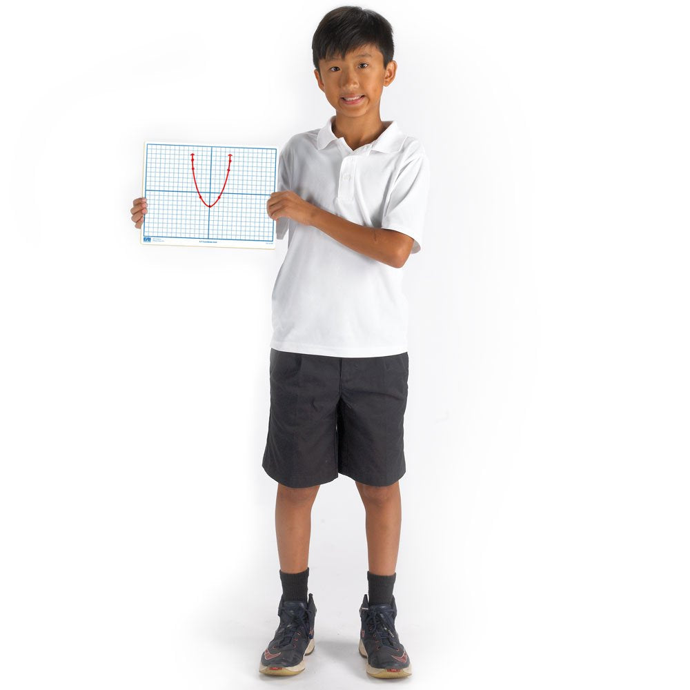 EAI Education X-Y Coordinate Grid Dry-Erase Boards: 9" x 12" Double-Sided Set of 10