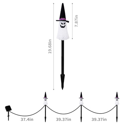 LIGHTSHINE 3PCS Ghost Solar Halloween Decorations, Solar Landscape Pathway Lights, Garden Stakes Light, Outdoor Halloween Lights Decor for Yard, Patio, Porch (Orange+Purple+Green)