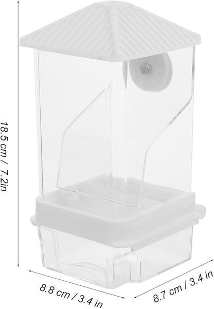 Cabilock Automatic No-Spill Bird Feeder with Anti-Splash Design White Pet Bird Feeding Station and Seed Container for Small Parrot Species