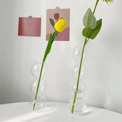 LKXHarleya Aesthetic Ball Aesthetic Decorative Vase, Glass Bubble Vases Ball Bud Vase for Centerpieces, Flower Arrangement, 2.36 x 8.66 Inch, Clear