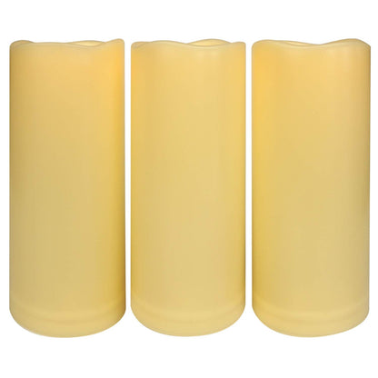3PCS 8" Waterproof LED Flameless Timer Candles, 1000 Hours Long Battery Life/Flickering Battery Operated Electric Outdoor LED Large Pillar Candle for Outside Lantern Festival Decor etc.