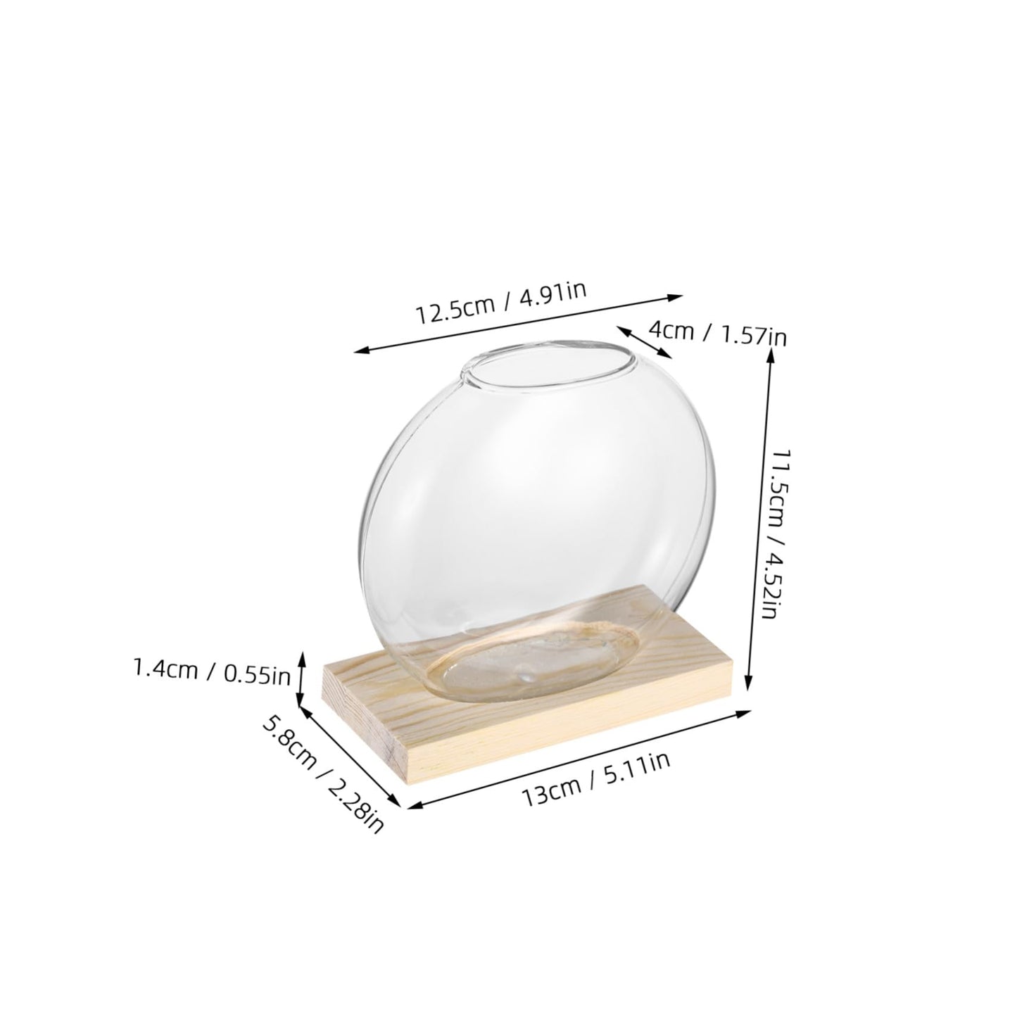 SUPVOX 2sets Glass Plant Wooden Base for Home Decor Indoor Hydroponic Plant Display Elegant Terrarium Design for Office and Wedding Decoration